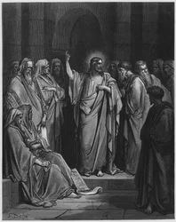 Jesus preaching in the synagogue